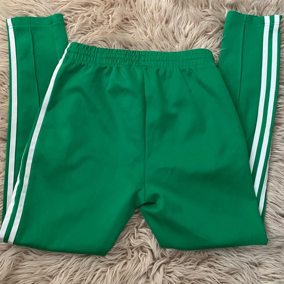 Women’s Adidas Green Joggers with White Stripes - Picture 2 of 5